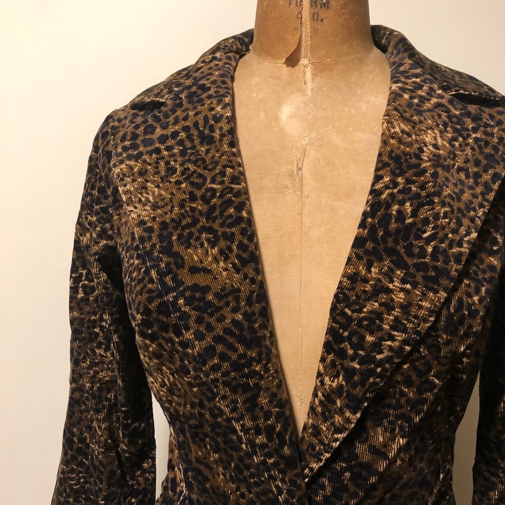 Velvet Corduroy Leopard Print Blazer